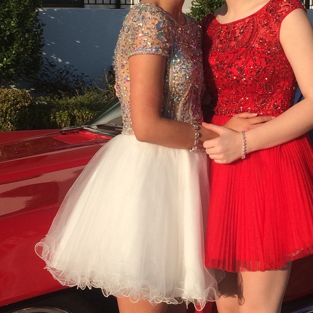 White Terani Couture homecoming/prom dress